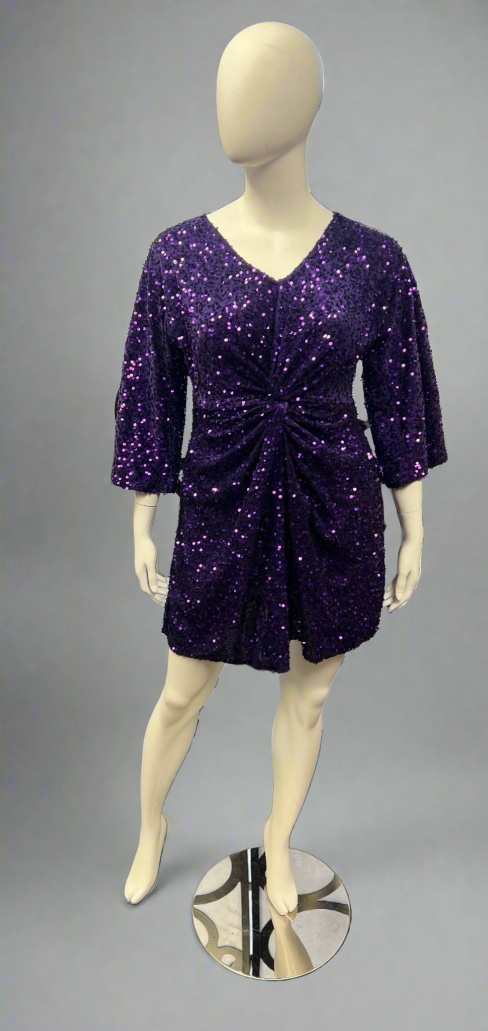 Rene' Tyler + Sequin Knotted Mini Dress-Front