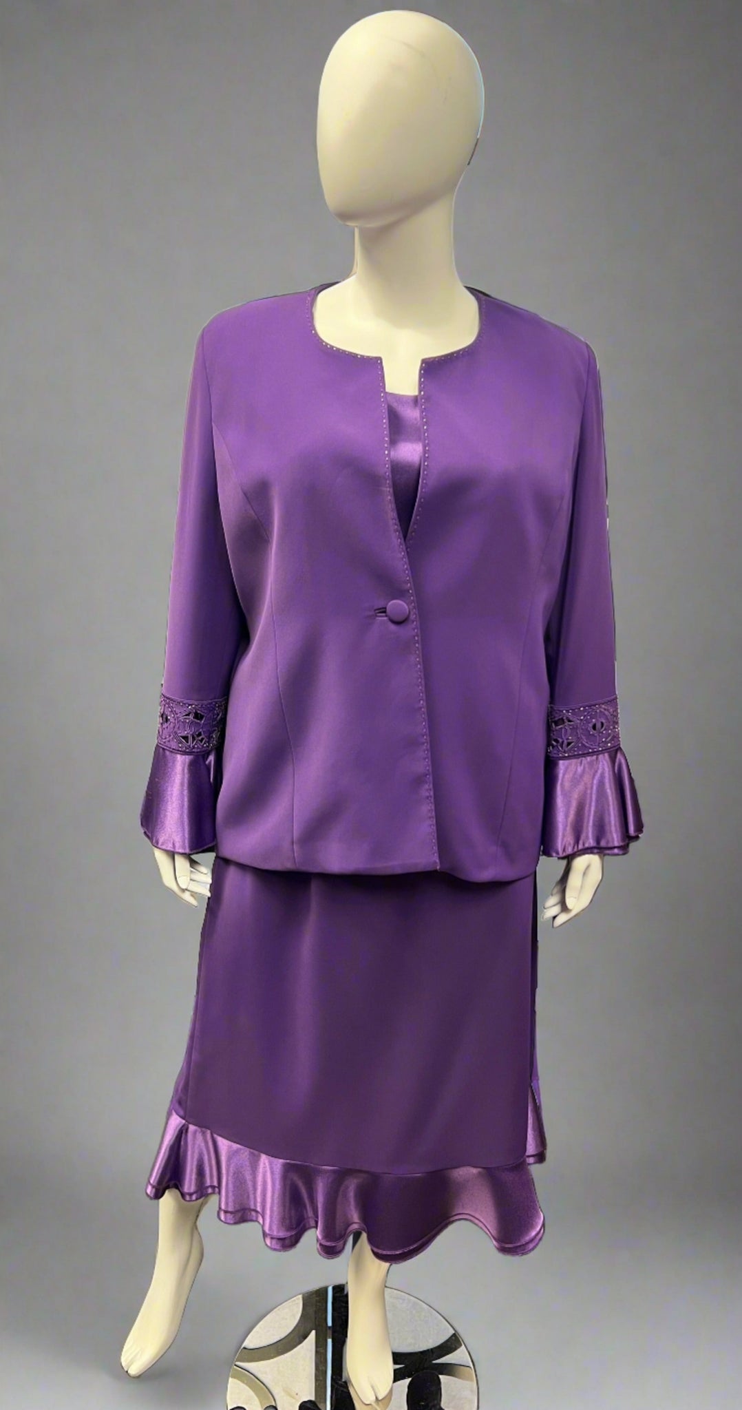 Purple Beaded 3-Piece Suit- Front