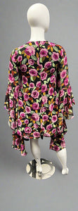 Rene' Tyler + Stained Glass Rose Bell Sleeve Dress